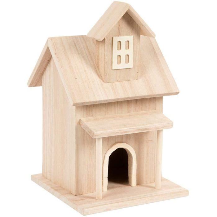 Wood Birdhouse with Front Porch and a Dormer Creative Window Bird House Darice