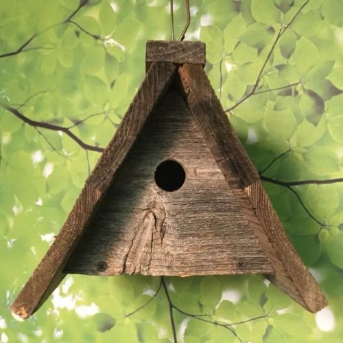 BIRD HOUSE Rustic Weathered Natural Wood USA Handmade