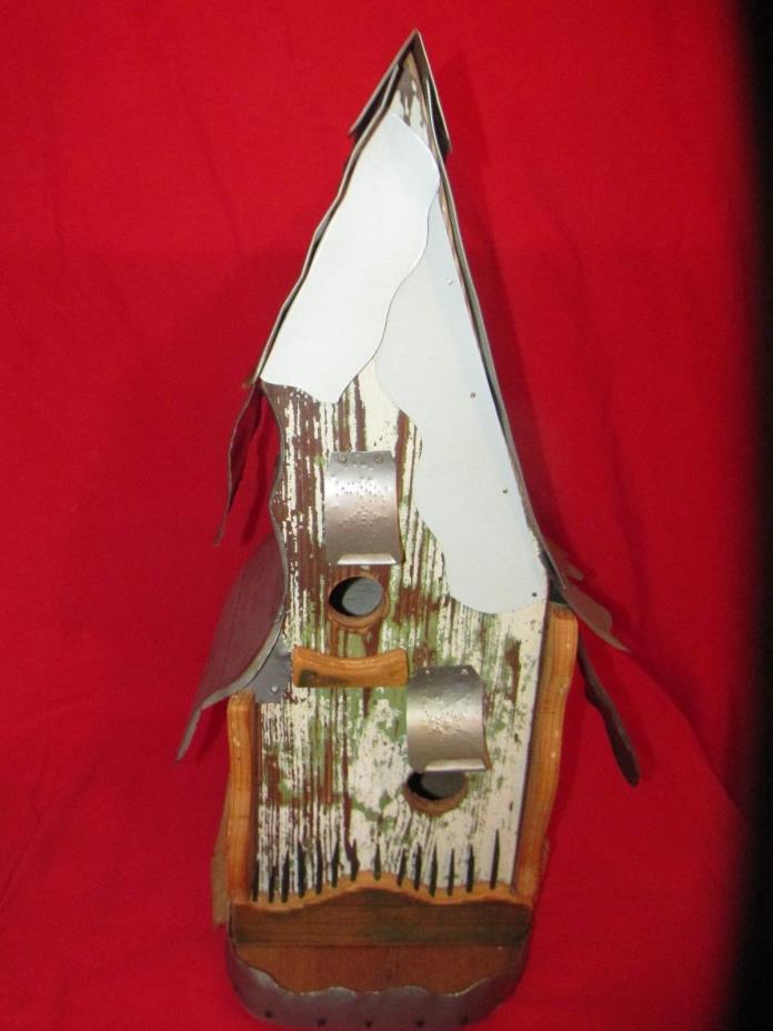 LARGE TWO STORY BIRDHOUSE TIN ROOF & OLD RUSTIC BARN WOOD