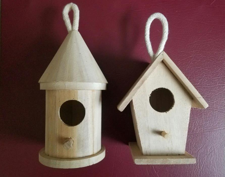 Pair Of Wooden Craft Birdhouses