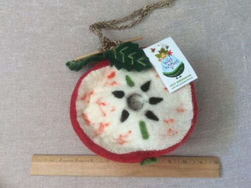 NEW Wild Woolies Felt Birdhouse Red Apple With Seeds Hanging