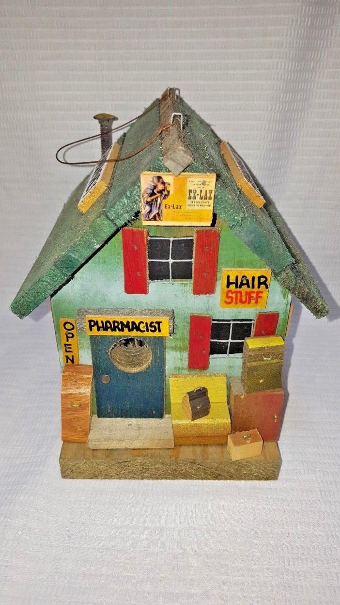 Vintage M L Studtman Original PHARMACY Apothecary Design Wood Bird House; USA