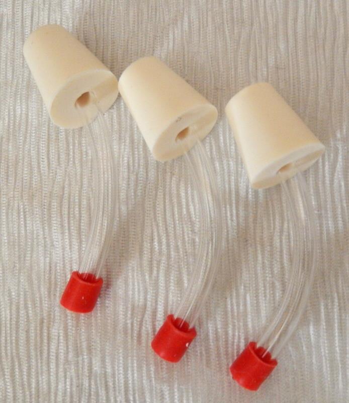 3 DELUXE HUMMINGBIRD REPLACEMENT FEEDER TUBES w STOPPERS - Replace / Make Yours