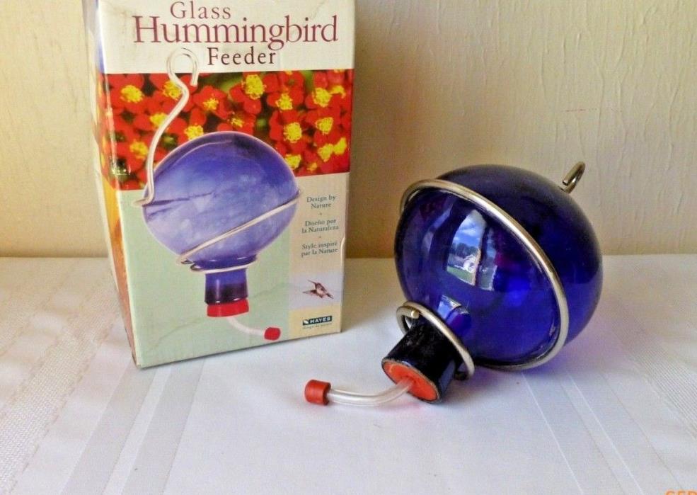 Vintage Hummingbird Feeder Glass Blue 10 Inches Tall 2000
