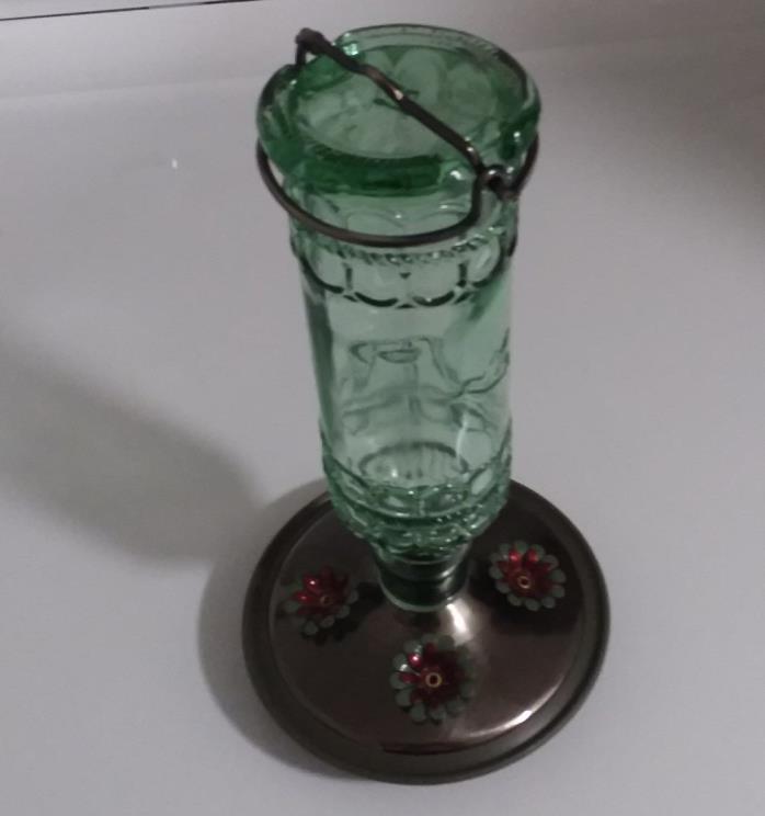 hummingbird glass bottle feeder