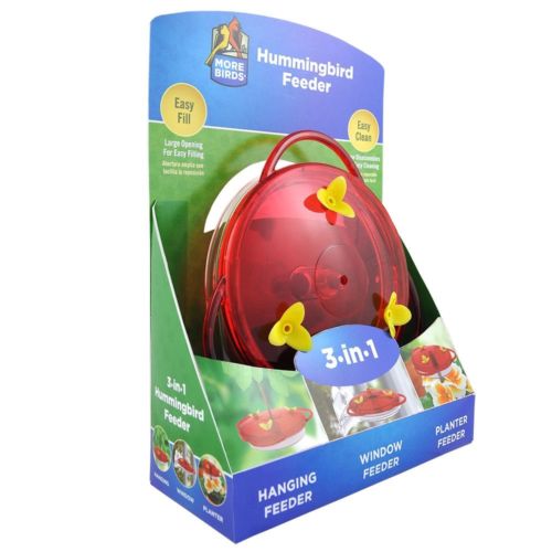 More Birds 30 Hummingbird Feeder 3-In-1, 6 Oz Capacity