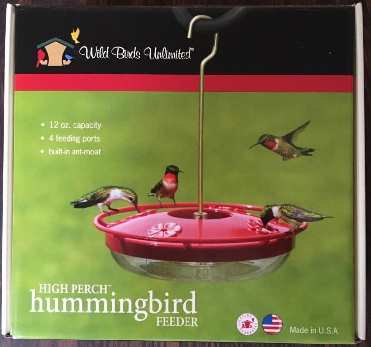 New in box WILD BIRDS UNLIMITED High Perch Hummingbird Feeder -12 oz capacity!
