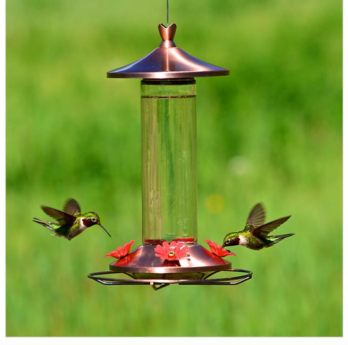 Perky-Pet Elegant Copper Glass Hummingbird Feeder 4 Port 12 Oz