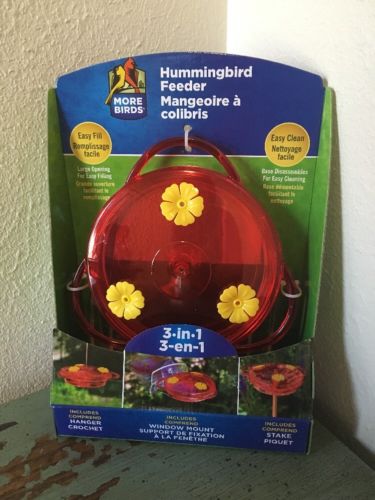 More Birds Hummingbird Feeder 3-In-1, 6 Oz Capacity NEW