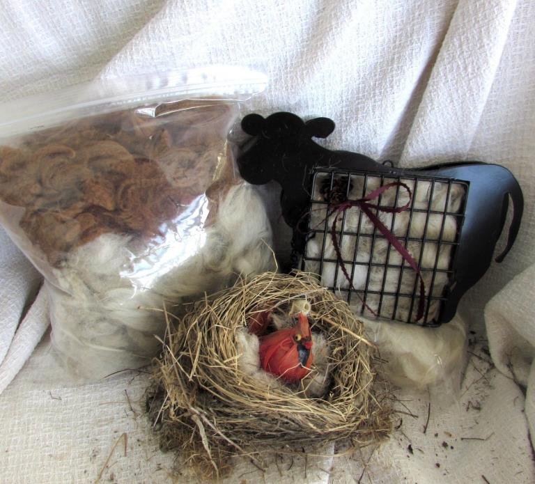 DAIRY FARM COW Hummingbird/Wild Bird ALPACA FIBER Nesting Material Basket~Gift!