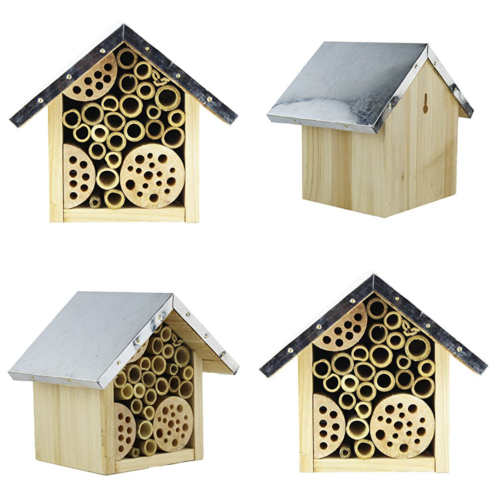 B&P Insect Hotel For Beneficial Bug Bees Butterfly Natural Wooden House Tin Nest