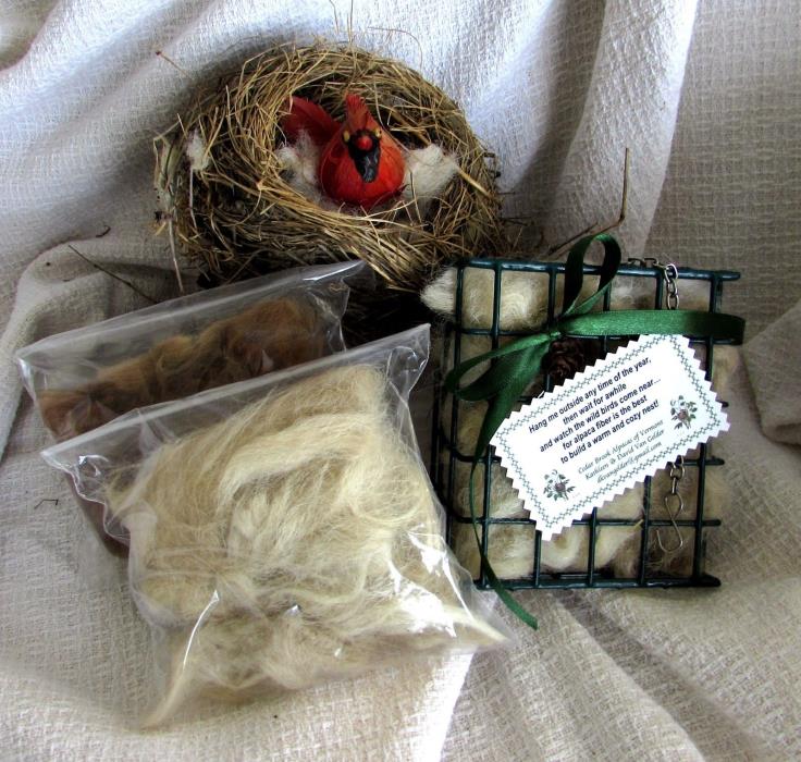 Wild Bird/Hummingbird ALPACA Fiber Nesting Material Basket+Refills! GREAT GIFT!