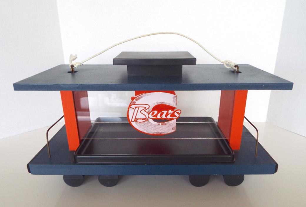 CHICAGO BEARS Bird Feeder Large Wood Caboose Train Locomotive 16 In x 8 In