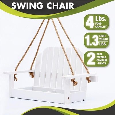 Worth Garden Bird Feeder Feeding Station Swing Wood Bench 15 Inch White Hanging
