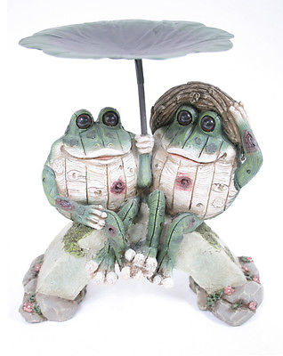 Lily Pad Frog Couple Bird Feeder/Tray Sculpture Garden Outdoor Patio Decor