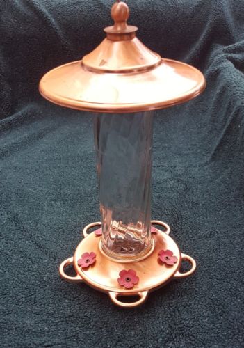 Bird Feeder Copper Glass Hanging Easy to Clean and Fill Multiple Bird