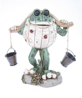 Frog Carrying Buckets for Water/Bird Feed Sculpture Garden Outdoor Patio Decor
