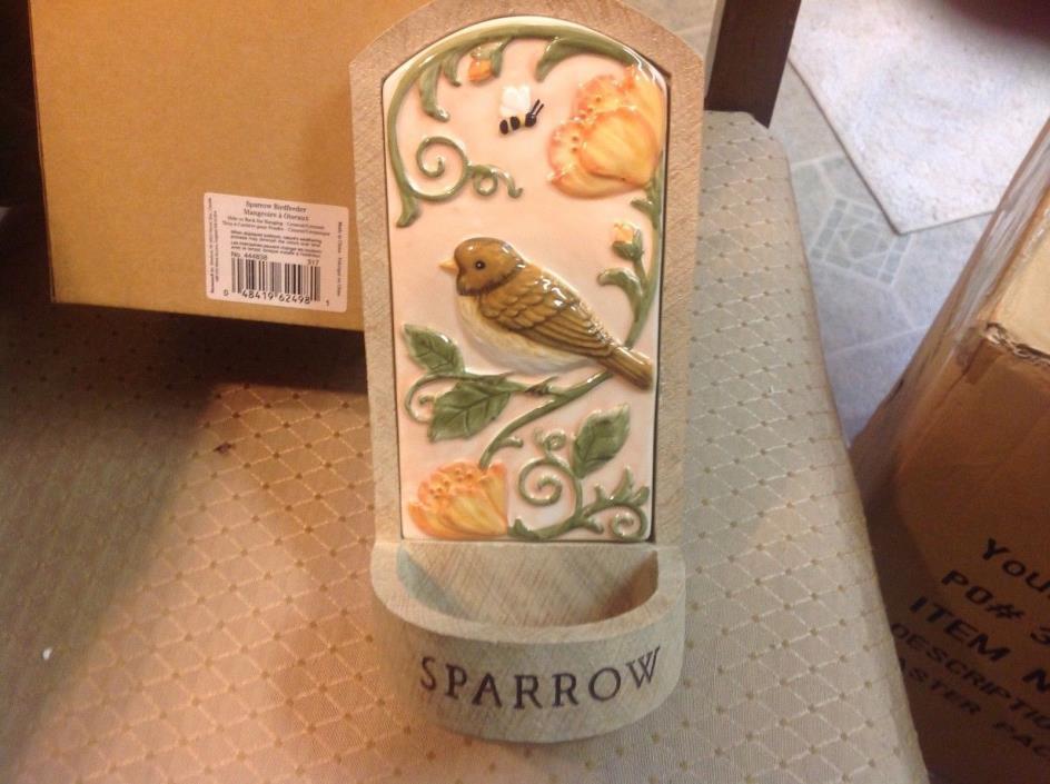 Ceramic Bird Feeder:  A Sparrow or Flycatcher Birdfeeder. Wall Mount Approx 9