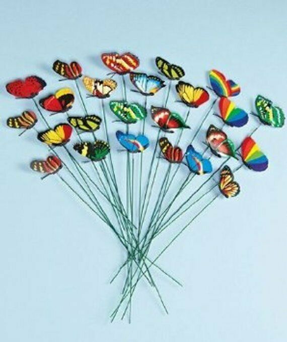 Set of 12 Garden Yard Planter Colorful Whimsical Butterfly Stakes (FREE SHIPPING