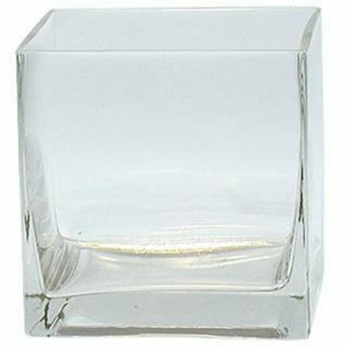 6-Pack Clear Square Glass Vase - Cube 4 Inch 4