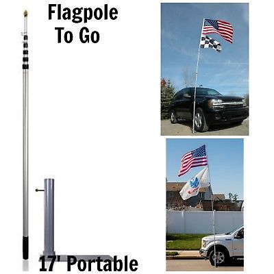 Flagpole-To-Go Ultimate Tailgaters Package 17' Portable Flagpole 2 Flag Holder