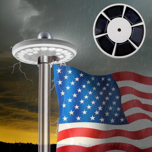 26 LED Flag Pole Light Super Bright Night Powerful Solar Powered Flagpole Light