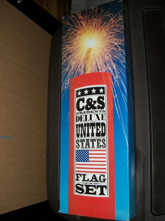 DELUXE UNITED STATES FLAG SET / 6' ALUMINUM POLE w/ EAGLE TOPPER / NIB