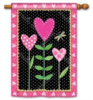 Love Sprouts 2 Sided Valentine's Day Banner Flag 28x40 Flowers Dragonfly