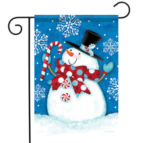 Happy Snow Guy Christmas Garden Flag -2 Sided Message, 13