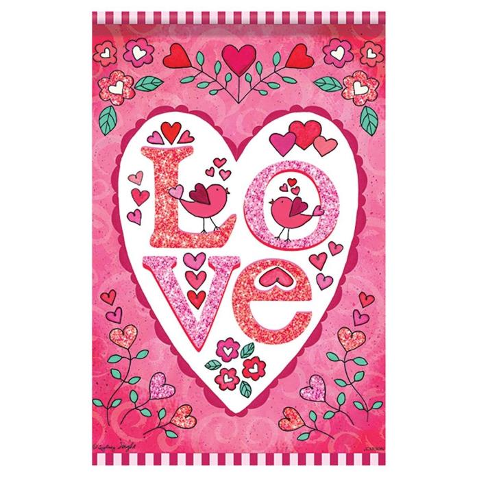 Love Heart Valentine Garden Flag -2 Sided Message, 13