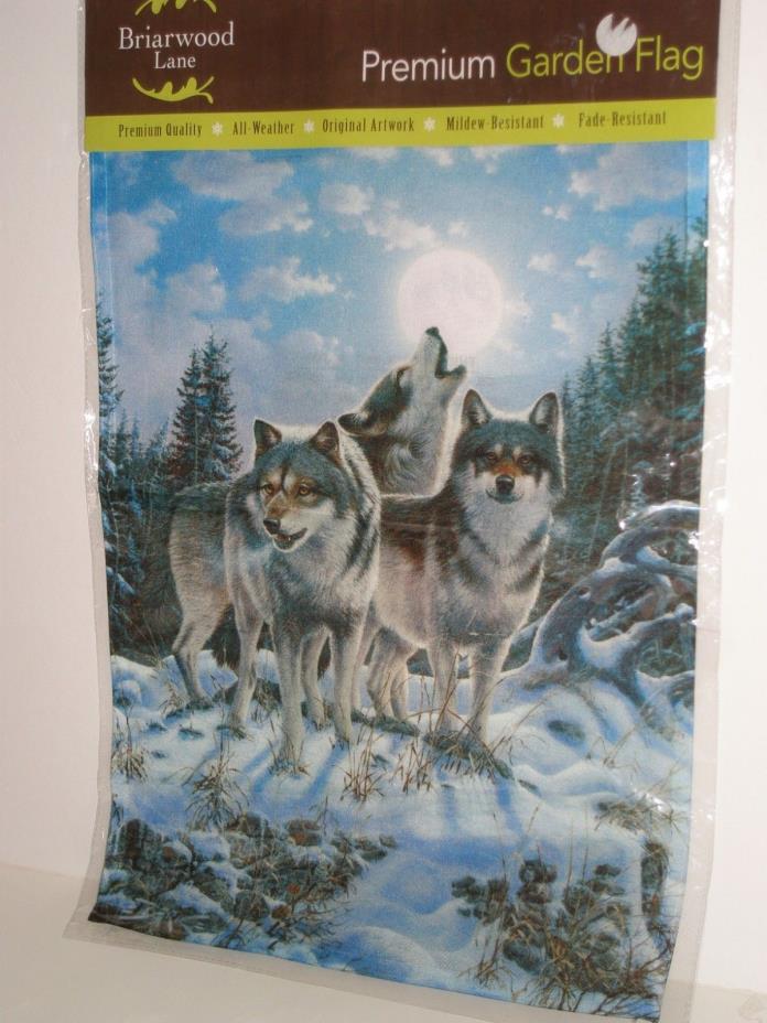 Briarwood Lane Wolf Wolves. Midnight Watcher, Small Yard Flag 12.5