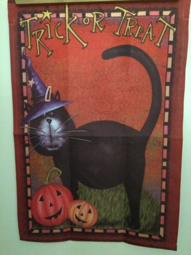 Halloween Spooky Black Cat Trick Or Treat Garden Flag 12