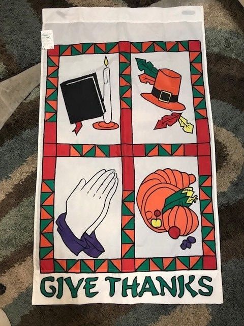 Give Thanks Thanksgiving / Autumn / Fall Welcome Handmade Decorative Flag
