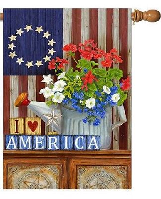 Patriotic Americana I Love America Betsy Ross 13 Stars Red White Blue Large Flag