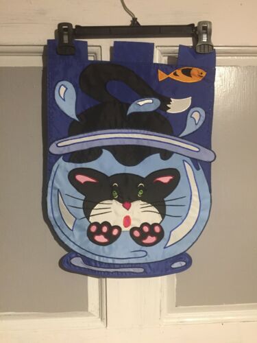 Mini Garden Flag Tab Top Kitty In The Fishbowl  12 x18 Inch FREE FAST SHIPPING