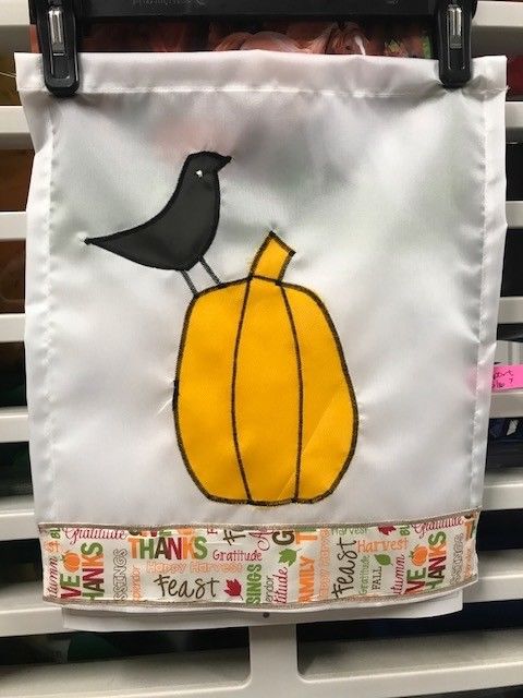 Pumpkin and Crow Thanksgiving / Fall / Autumn Handmade Garden Flag