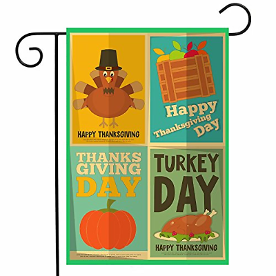 ShineSnow Thanksgiving Day Funny Harvest Lovely Turkey Garden Yard Flag 12