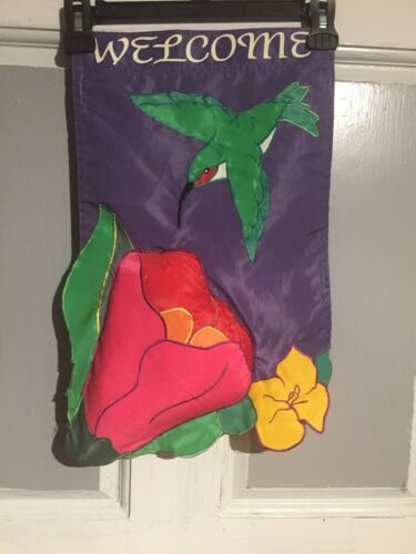 Mini Garden Flag Hummingbird & Bloom 3D  12 x18 Inch FREE FAST SHIPPING