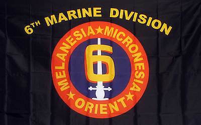 3' X 5' MARINES 6TH DIVISION polyester flag w/ grommets. Banner Sign Display