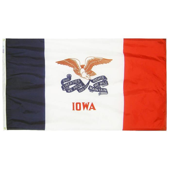 Iowa Flag 3'x5' House Banner grommets 100% heavyweight nylon