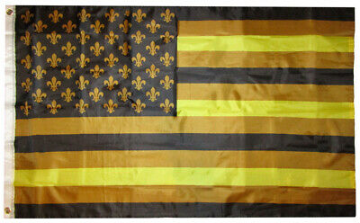 3x5 USA Mardi Gras Black & Gold 3'x5' Premium Quality Rough Tex 68D Nylon Flag
