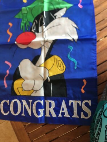 Sylvester the Cat Congrats Grad House Flag Graduation Cap 28