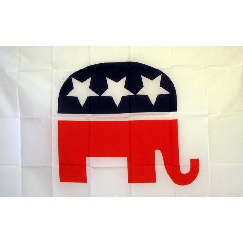 REPUBLICAN PARTY Flag Banner Sign Polyester 2 Grommets Rings 3 x 5 ELEPHANT