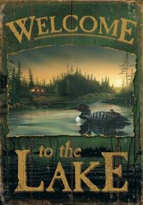 Welcome to the Lake Loon on Water Garden Flag Banner 18 Inches