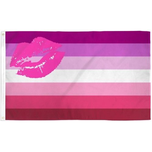 LIPSTICK LESBIAN PRIDE Flag Banner Sign Polyester 2 Grommets Rings 3 x 5