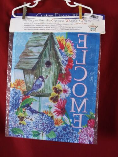 Original Art 12x18 Welcome Birdhouse And Bluebird Flag. New With Tags