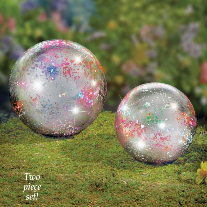 Set of 2 Unique Color Changing Twinkling Garden Gazing Globe Balls