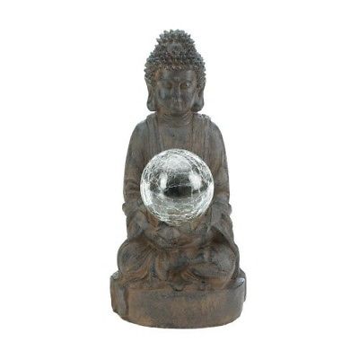 Mystical Solar Powered Glass Ball Buddha Outdoor Garden Statue