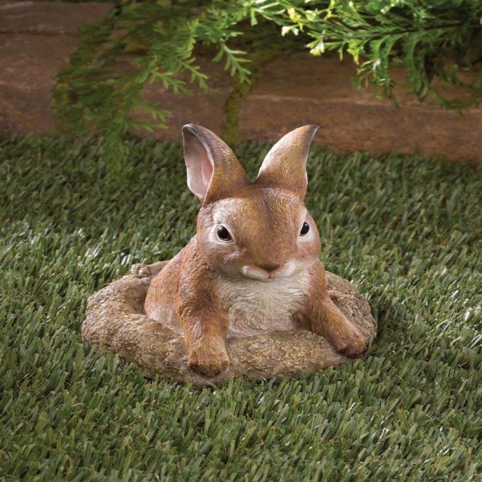 Garden Curious Bunny Decor Statue Rabbit Standing Home Yard Figurine Figurines