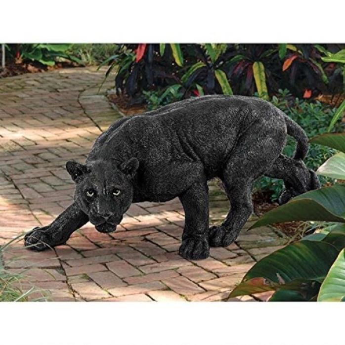 Panther Sculpture Garden Statue Figurine Cat Art Wildlife Predator Decor Vintage